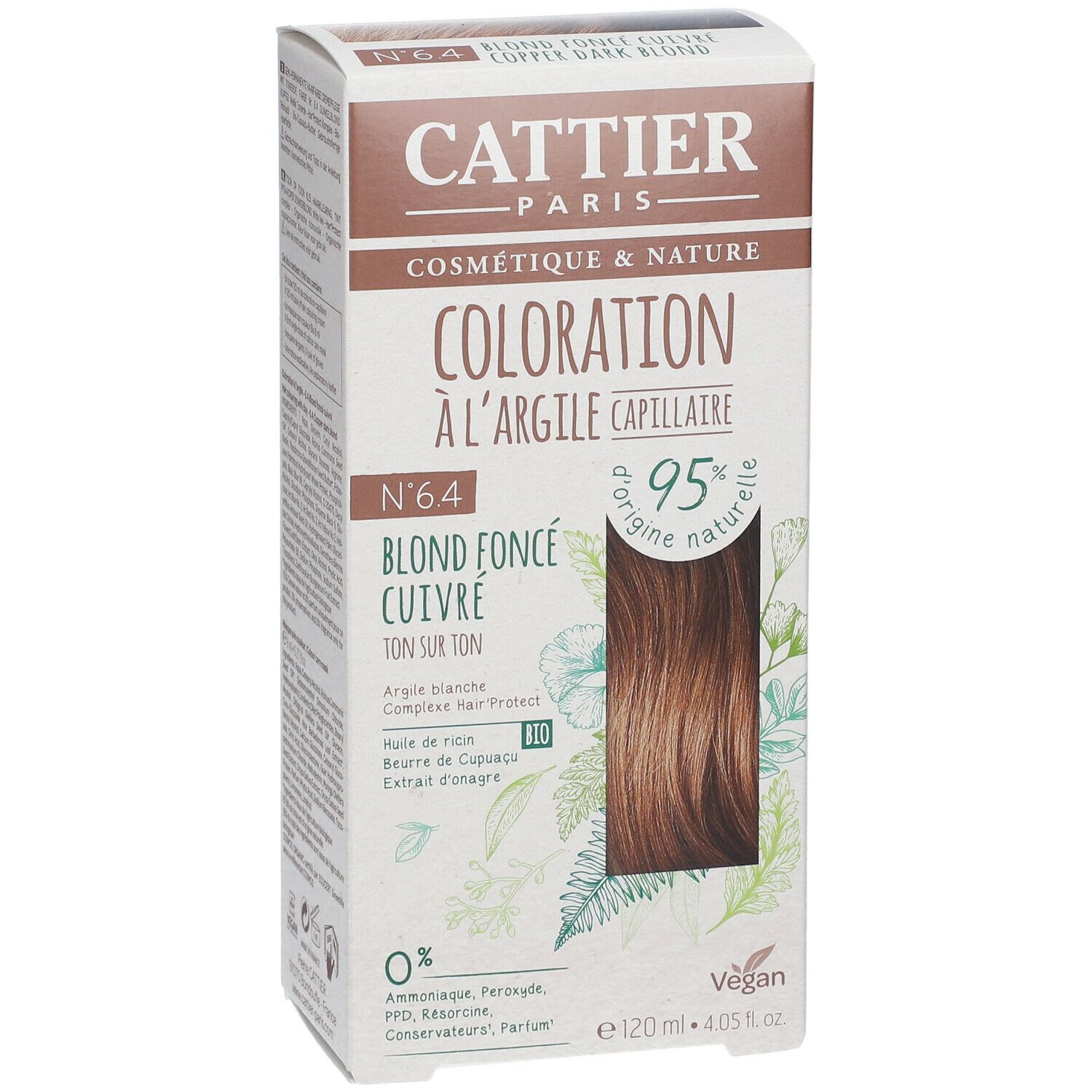 CATTIER Coloration capillaire à l'argile 6.4 blond foncé cuivré