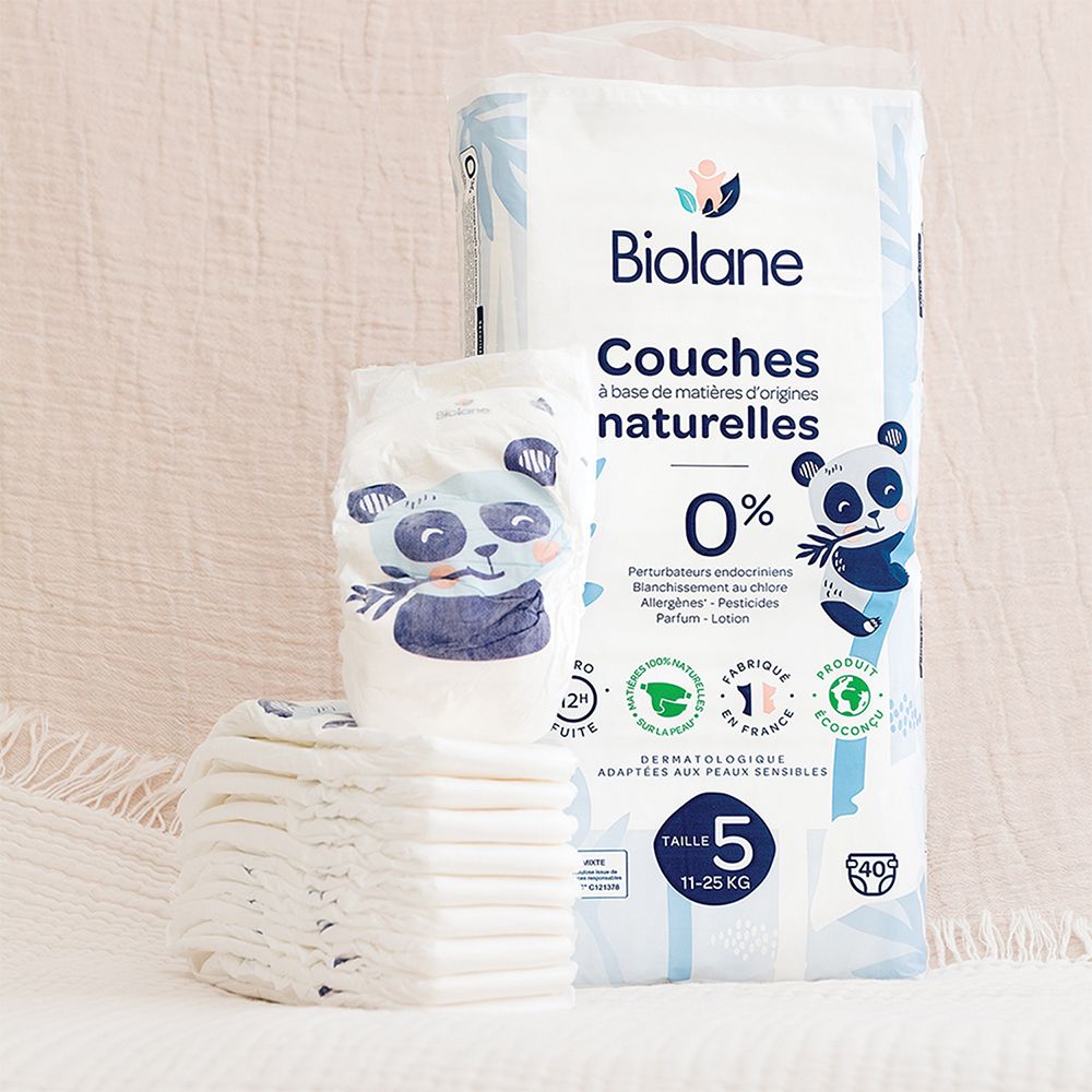 Biolane - Natural Luiers Maat 5 - 12H - Ultra-Absorberend - Geen Lekkage - 40 Stuks