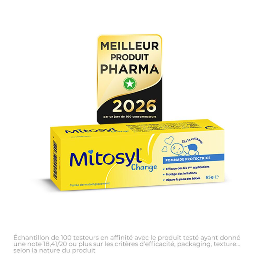 Gele doos en tube met productnaam en label "Meilleur Produit Pharma 2026".