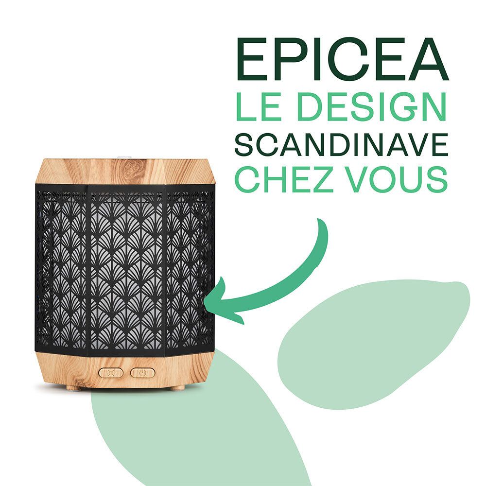 ÉPICÉA etherische olie diffuser. Scandinavisch design. Hout- en metaal design.