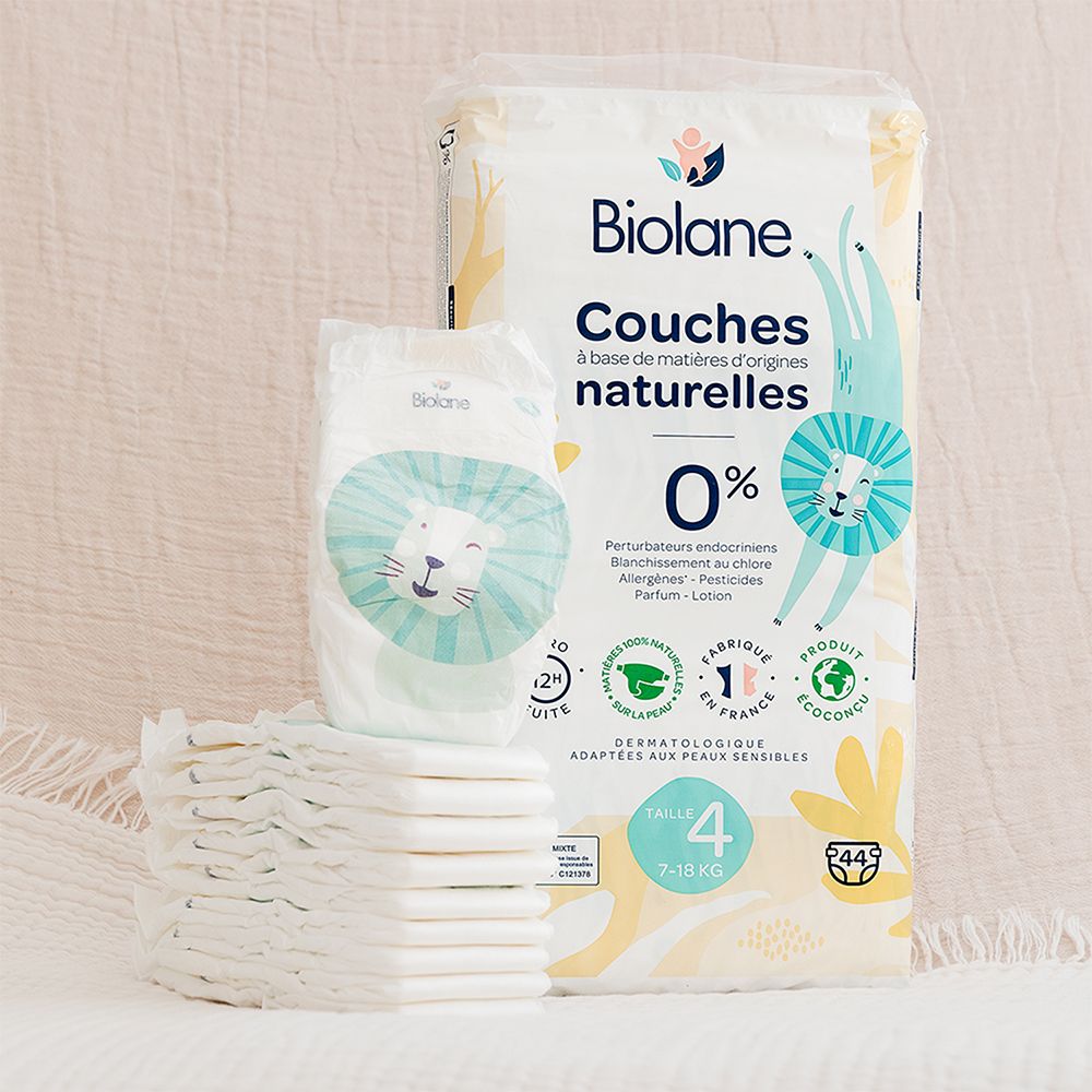 Biolane - Natural Luiers Maat 4 - Ultra-Absorberend - Geen Lekkage - 44 stuks