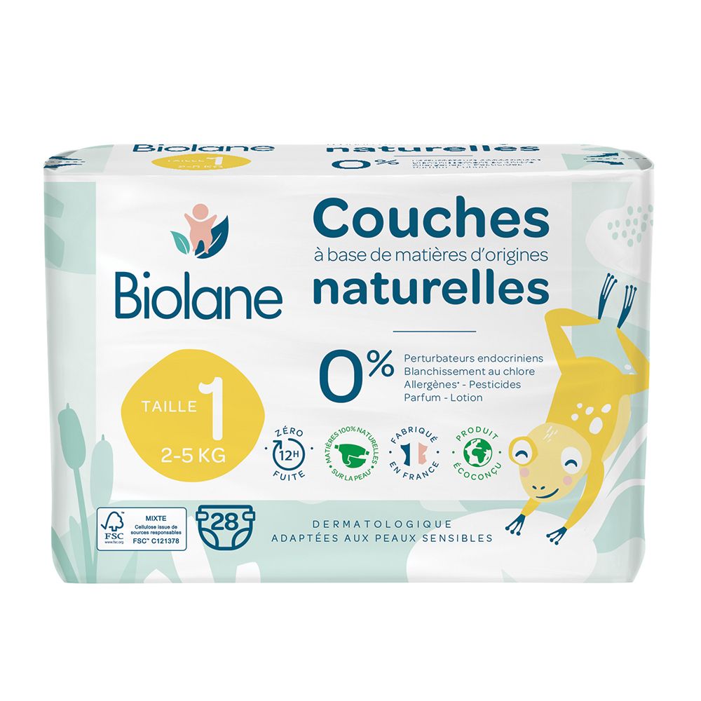 Biolane - Natural Luiers Maat 1 - Ultra-Absorberend - Geen Lekkage - 28 Stuks