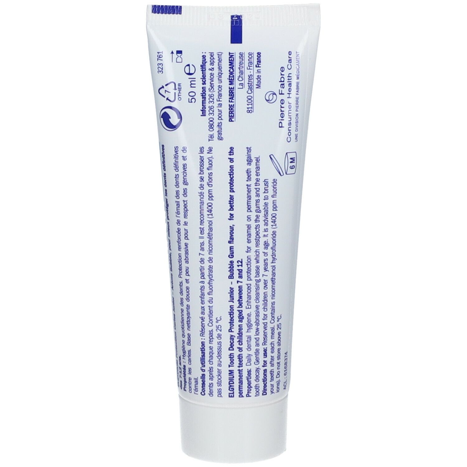 ELGYDIUM JUNIOR PROTECTION CARIES GEL DENTIFRICE - Gel dentifrice au Fluorinol, arôme bubb
