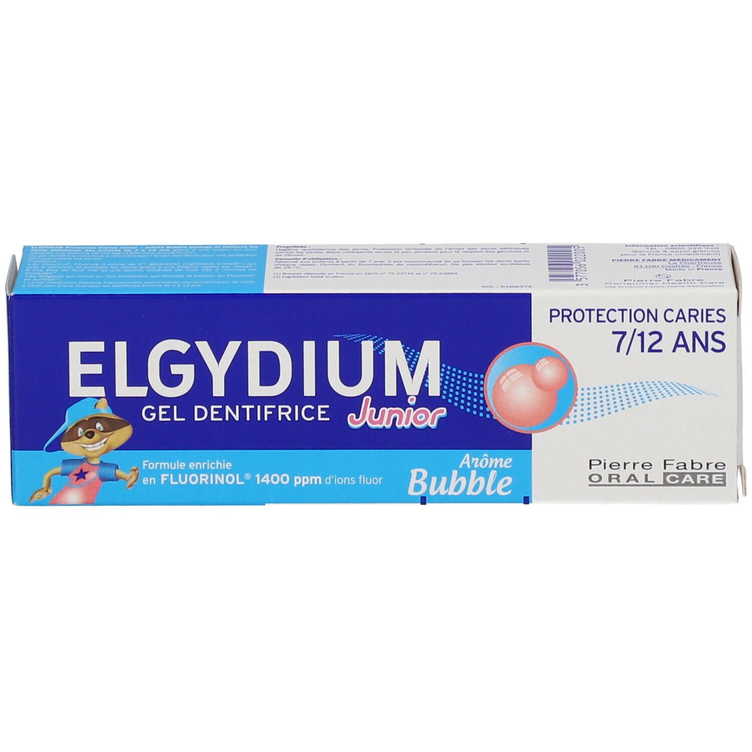 ELGYDIUM JUNIOR PROTECTION CARIES GEL DENTIFRICE - Gel dentifrice au Fluorinol, arôme bubb
