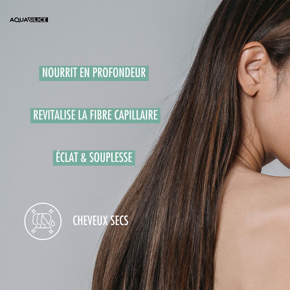 Soins capillaires : Nourrit en profondeur, revitalise la fibre, éclat & souplesse pour cheveux secs.