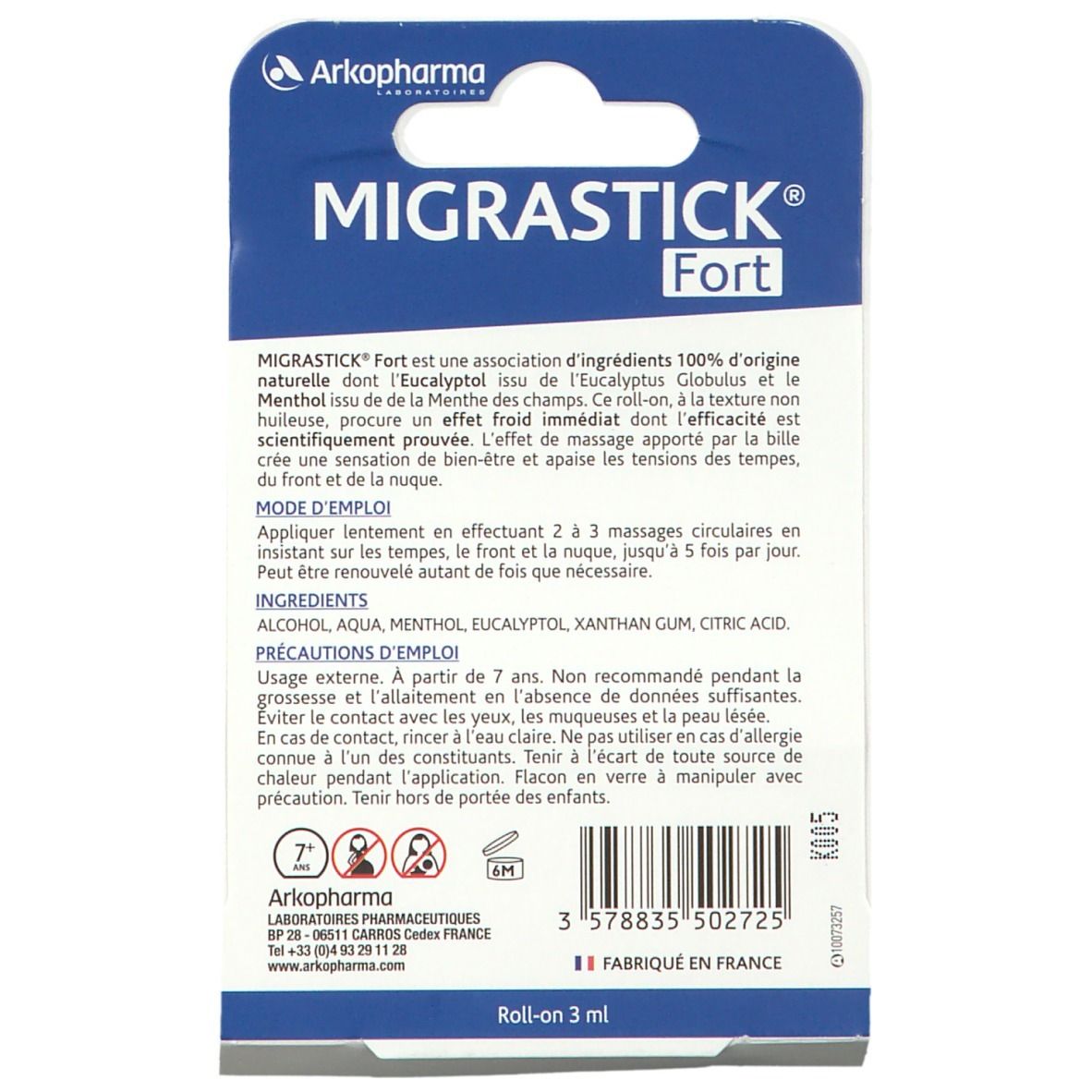 Arkopharma Migrastick® Fort, Roll-on antimigraineux