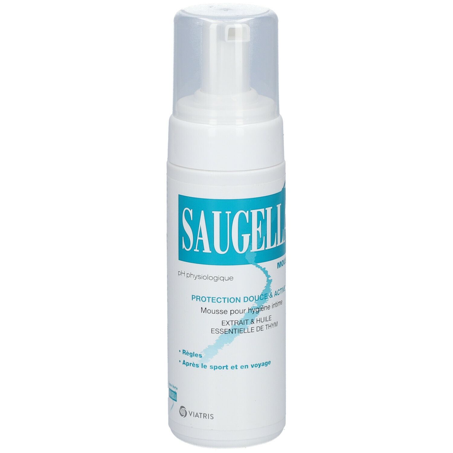 Saugella - Mousse Antiseptique - Soin lavant pour rétablir l’équilibre de la zone intime - à base d'extrait de thym - Apaise les irritations et les démangeaisons intimes - Flacon pompe 150 ml