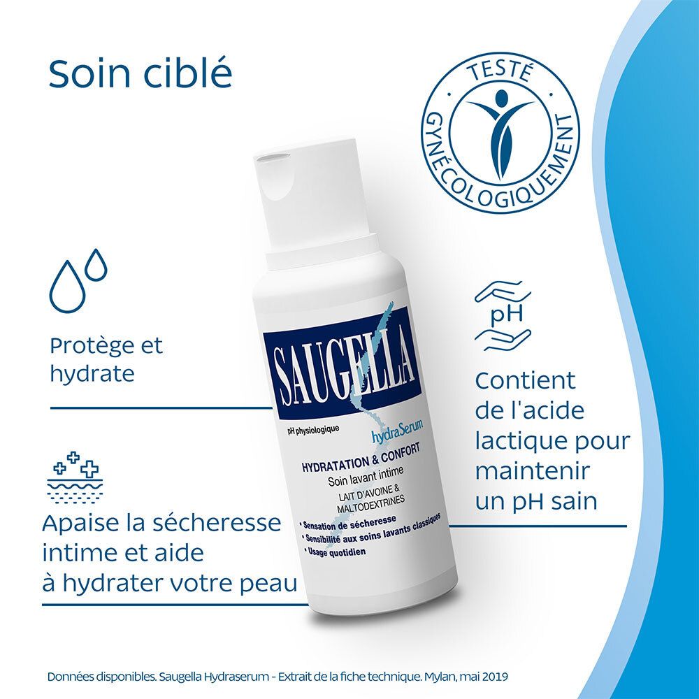 SAUGELLA LIGNE BLEUE HYDRASERUM - Soin lavant doux pour usage intime.  - fl 200 ml