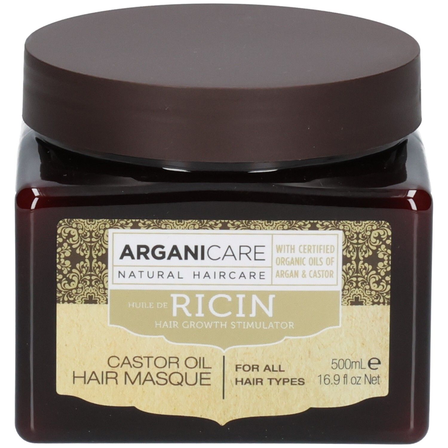 Arganicare Masque Capillaire à l'Huile de Ricin, 500ml, pour tous types de cheveux.