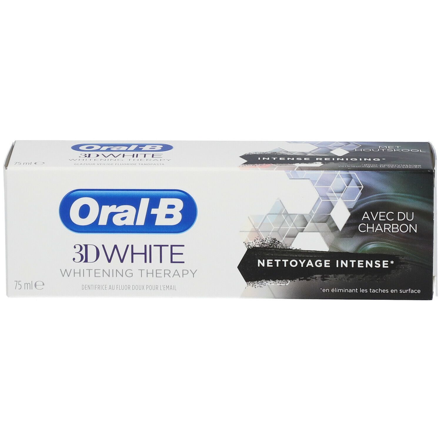 ORAL-B 3D WHITE ADVANCED LUXE AVEC CHARBON - Dentifrice fluoré, goût menthe fraîche poivré