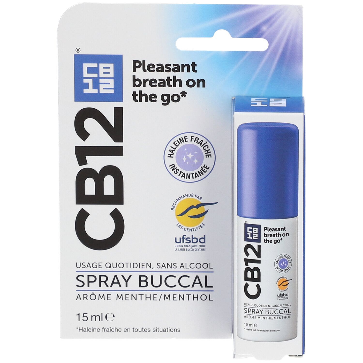 CB12 - Spray - Spray pour une haleine fraîche - Sans alcool – Arôme menthe – Combat la Mauvaise Haleine - 15 ml