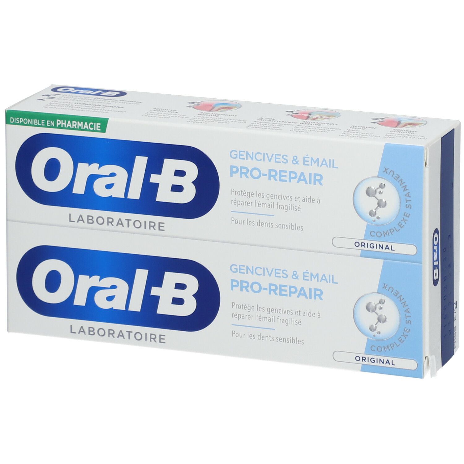 ORAL-B GENCIVES & EMAIL PRO-REPAIR ORIGINAL - Dentifrice fluoré.  - tube 75 ml x 2