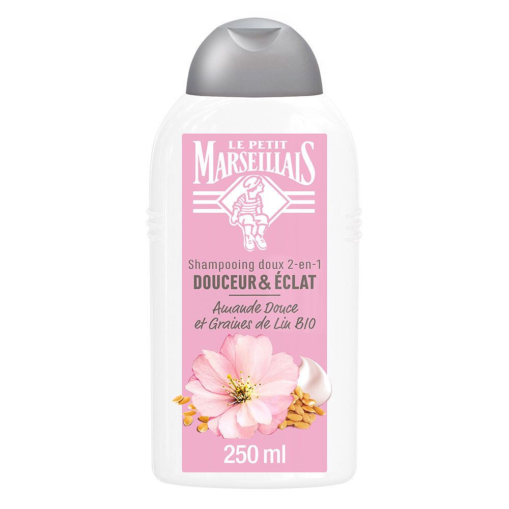 Le Petit Marseillais Shampooing 2-en-1 Douceur et Eclat - Amandes Douces & Graines de Lin BIO