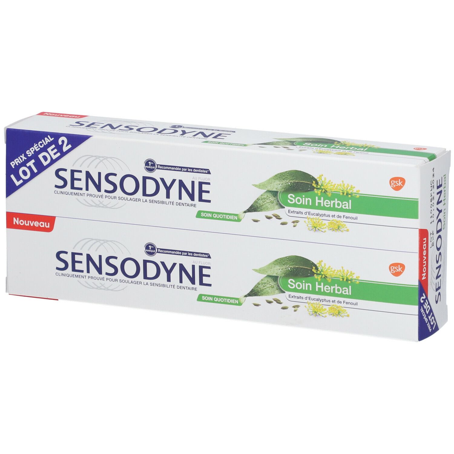 SENSODYNE SOIN HERBAL DENTIFRICE - Dentifrice fluoré.  - tube 75 ml x 2
