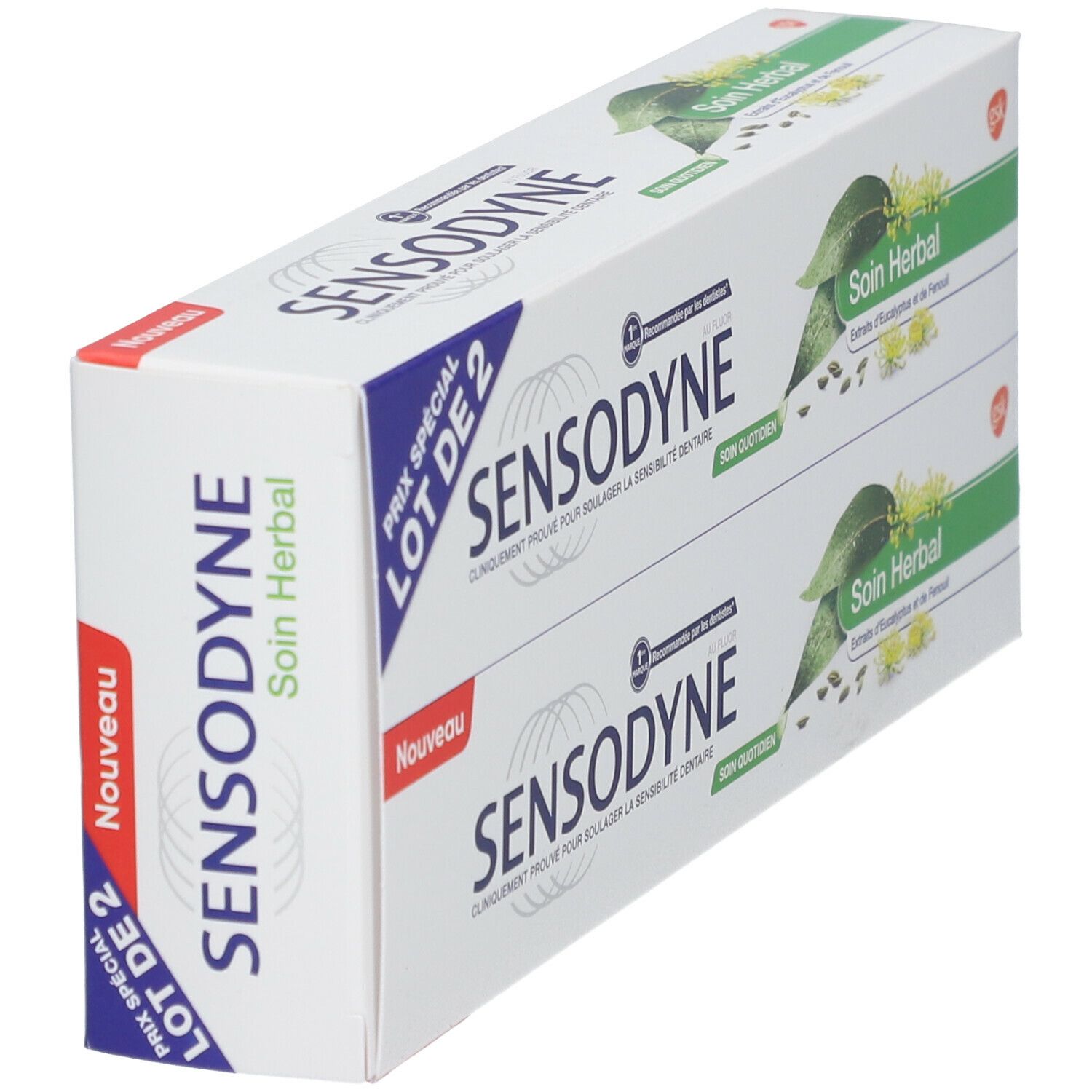 SENSODYNE SOIN HERBAL DENTIFRICE - Dentifrice fluoré.  - tube 75 ml x 2