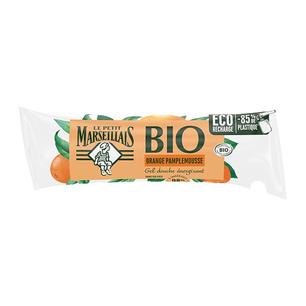 Le Petit Marseillais Berlingot Navulling Energetiserende Biologische Douchegel - Sinaasappel Grapefruit