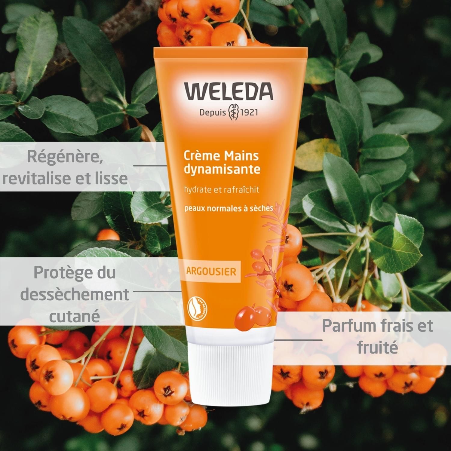WELEDA ARGOUSIER CRÈME MAINS DYNAMISANTE - Crème dynamisante pour les mains.  - tube 50 ml