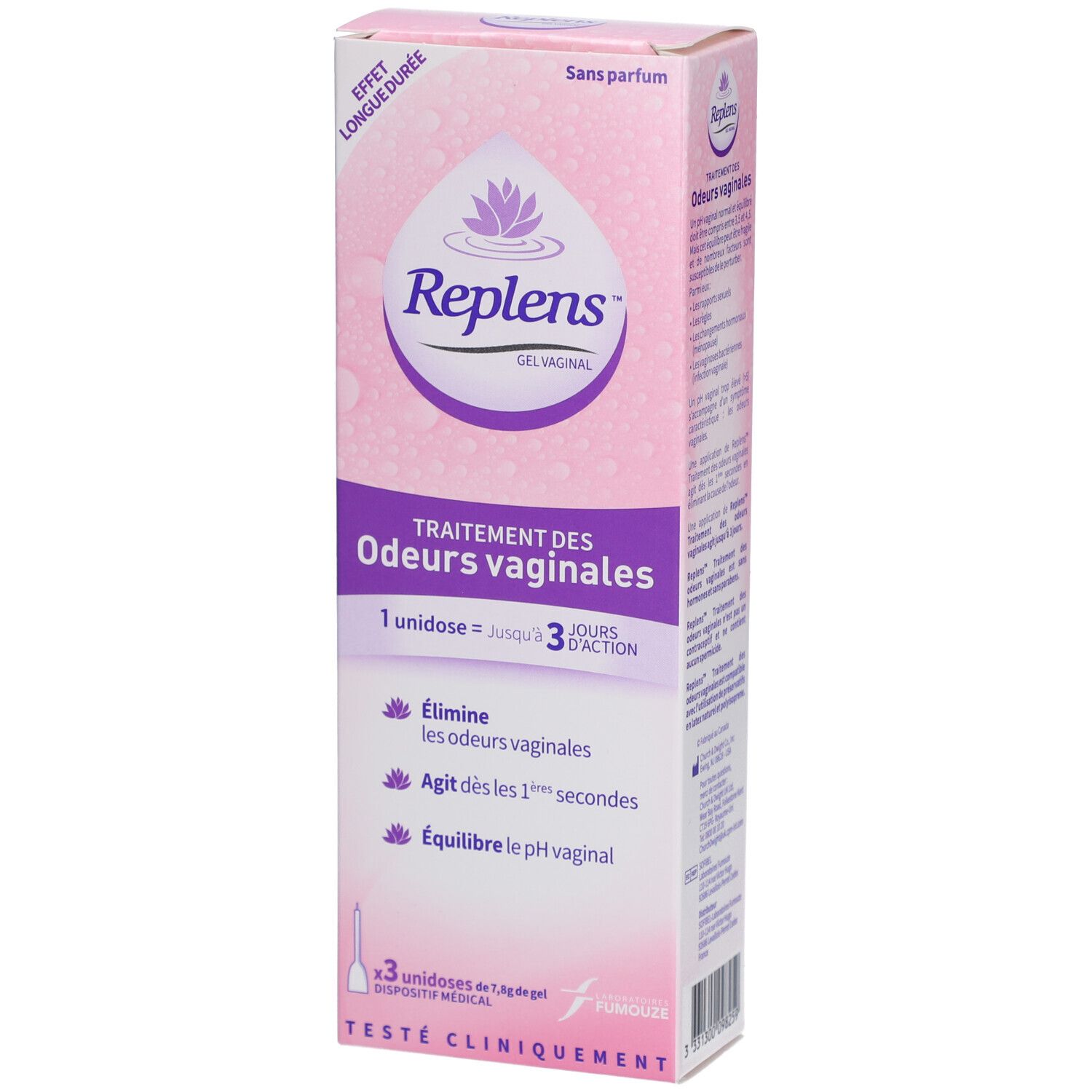 Verpakking Replens vaginale gel voor behandeling van vaginale geur.