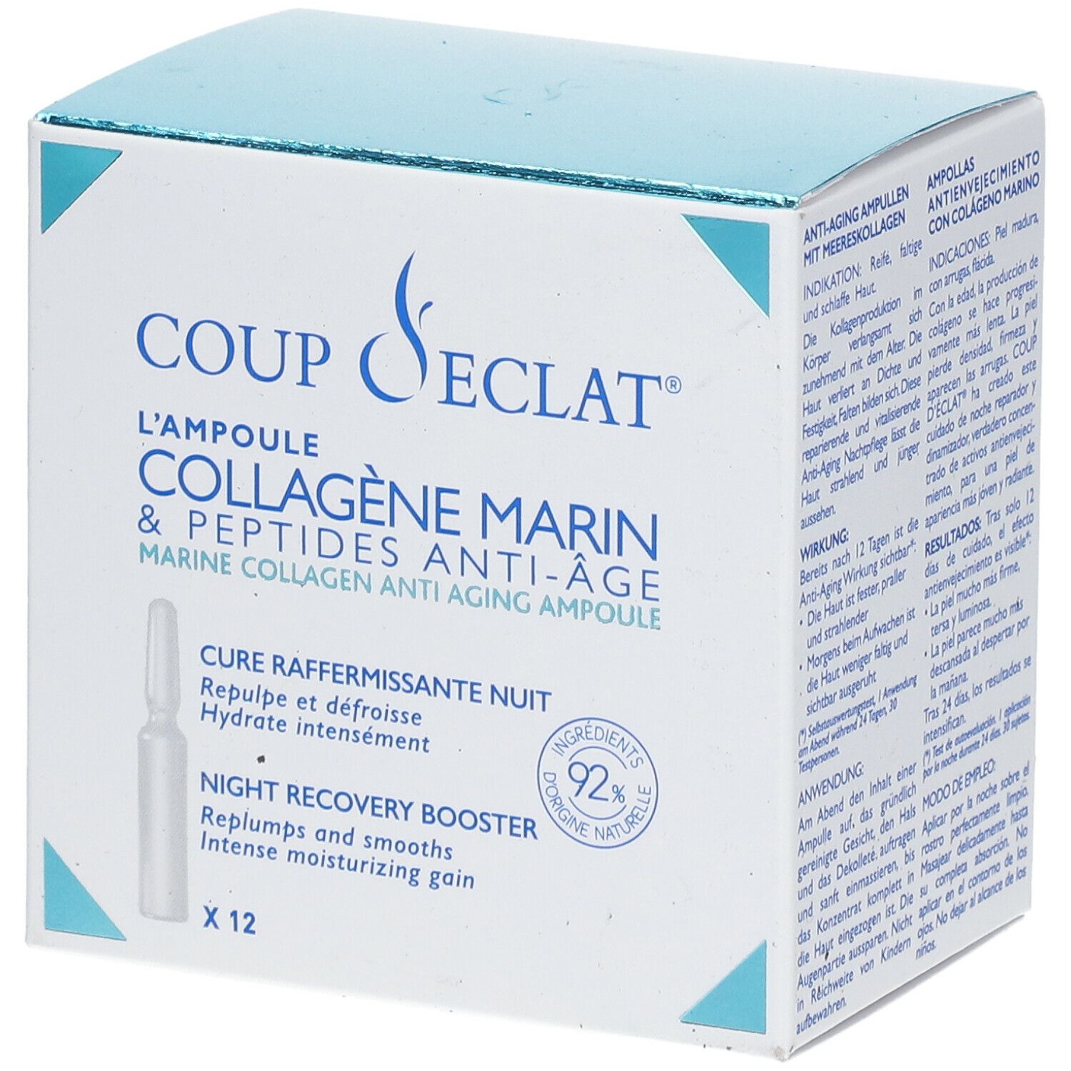 COUP D'ECLAT L'AMPOULE CURE RAFFERMISSANTE NUIT - Ampoule au collagen marin et peptides.