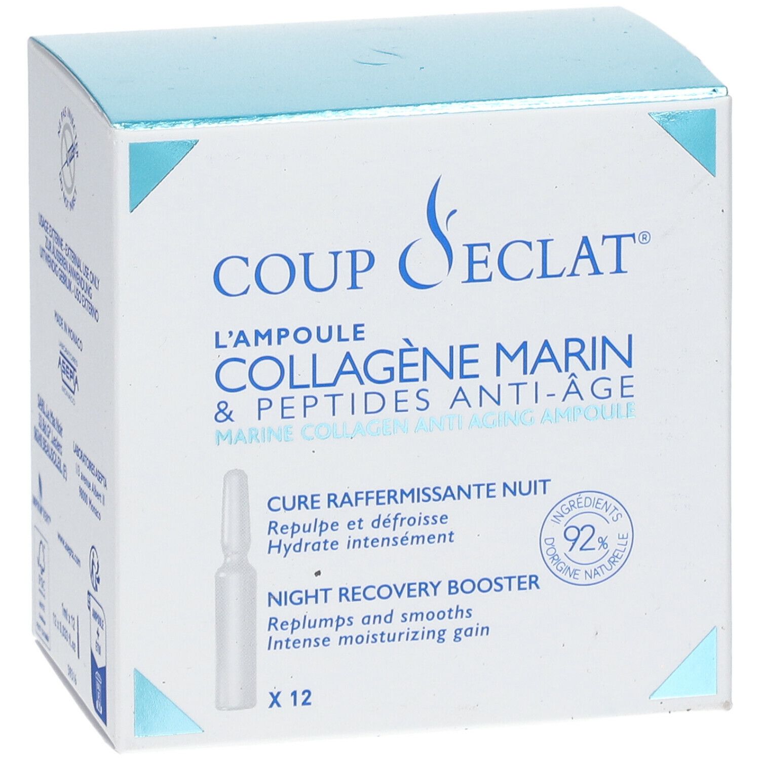 COUP D'ECLAT L'AMPOULE CURE RAFFERMISSANTE NUIT - Ampoule au collagen marin et peptides.