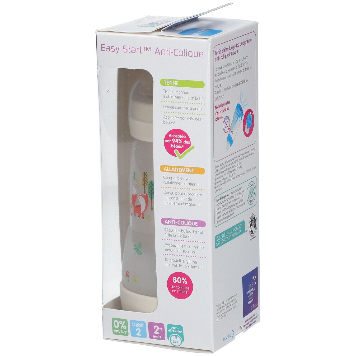 MAM Easy Start™ anti-colique 260 ml Colors of Nature - Biberon