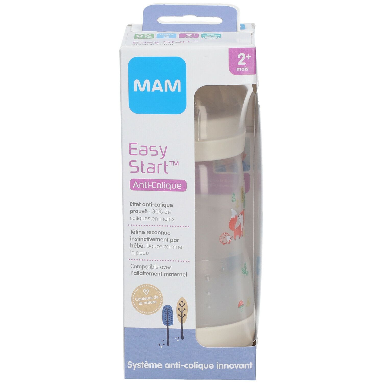 MAM Easy Start™ anti-colique 260 ml Colors of Nature - Biberon