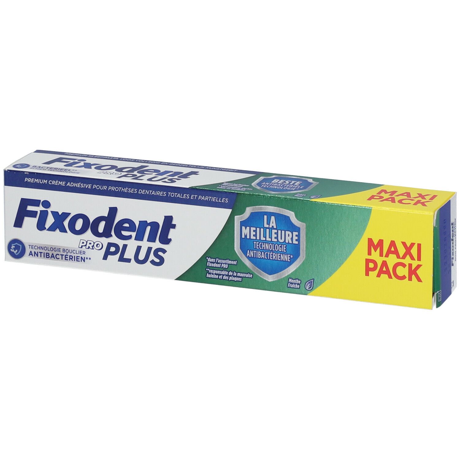 Fixodent Pro Plus La Meilleure Technologie Antibactérienne Crème adhésive Premium pour prothèses dentaires