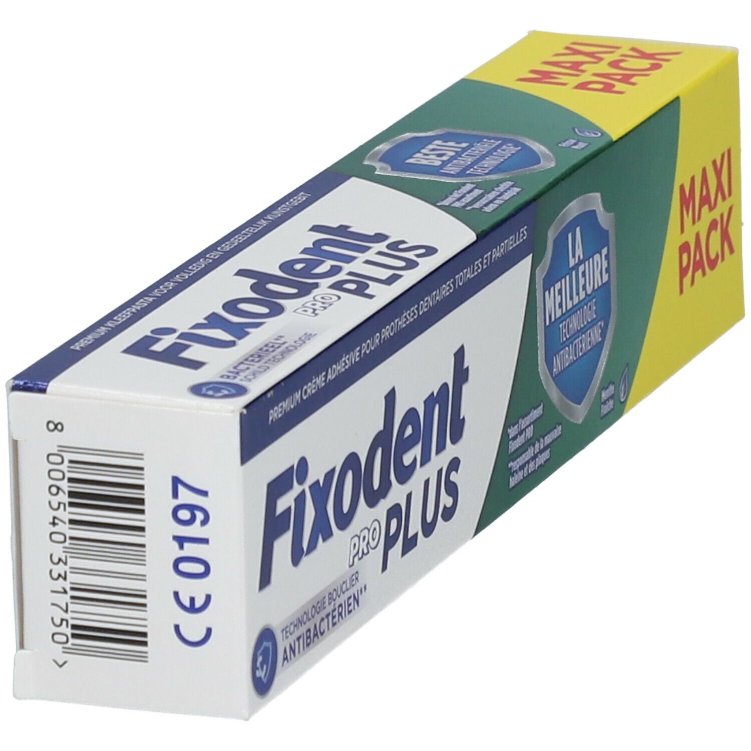 Fixodent Pro Plus La Meilleure Technologie Antibactérienne Crème adhésive Premium pour prothèses dentaires