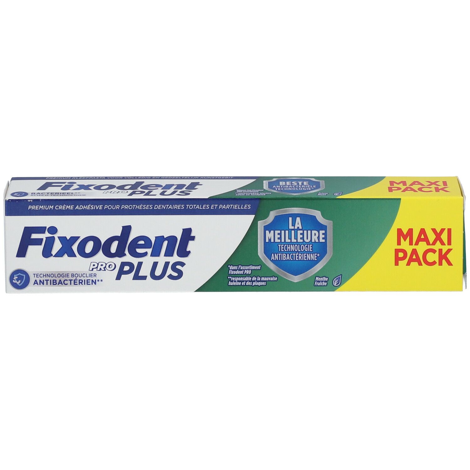 Fixodent Pro Plus La Meilleure Technologie Antibactérienne Crème adhésive Premium pour prothèses dentaires