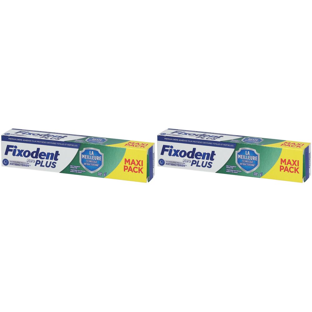 Fixodent Pro Plus La Meilleure Technologie Antibactérienne Crème adhésive Premium pour prothèses dentaires