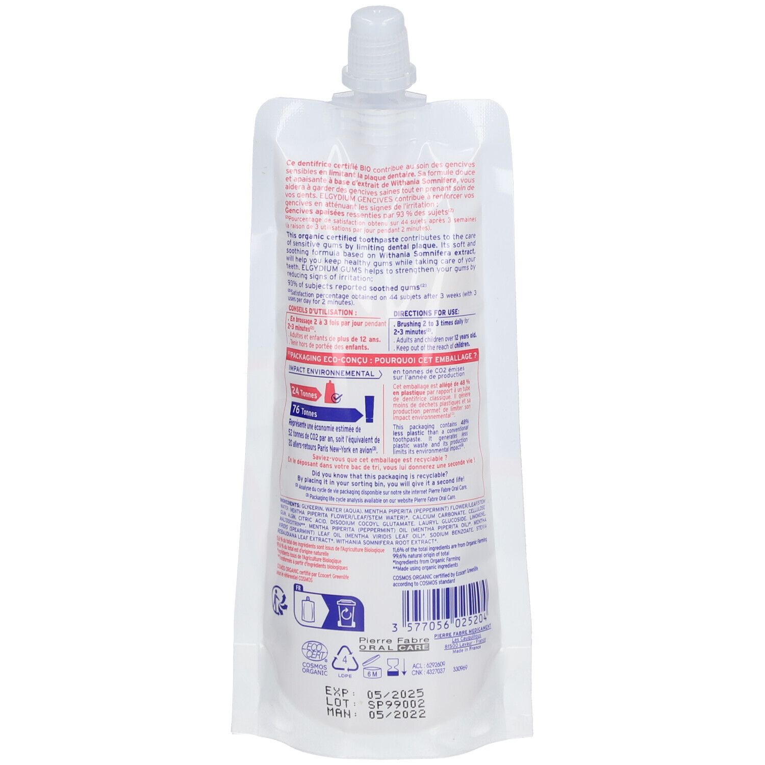 ELGYDIUM DENTIFRICE BIO GENCIVES - Dentifrice bio à base d'extrait de withania somnifera.