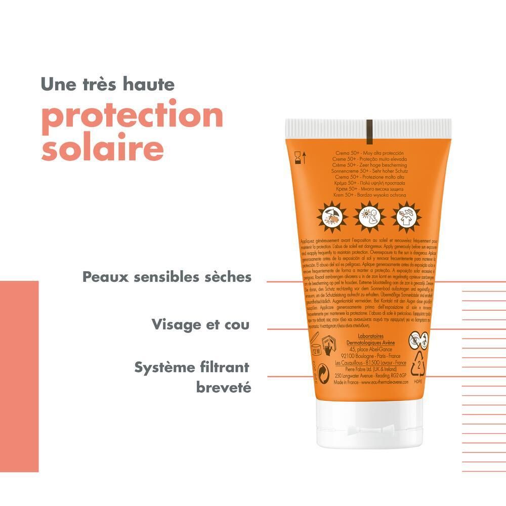 Avène Solaire - Crème SPF50+ UVB UVA Lumière Bleue HEV