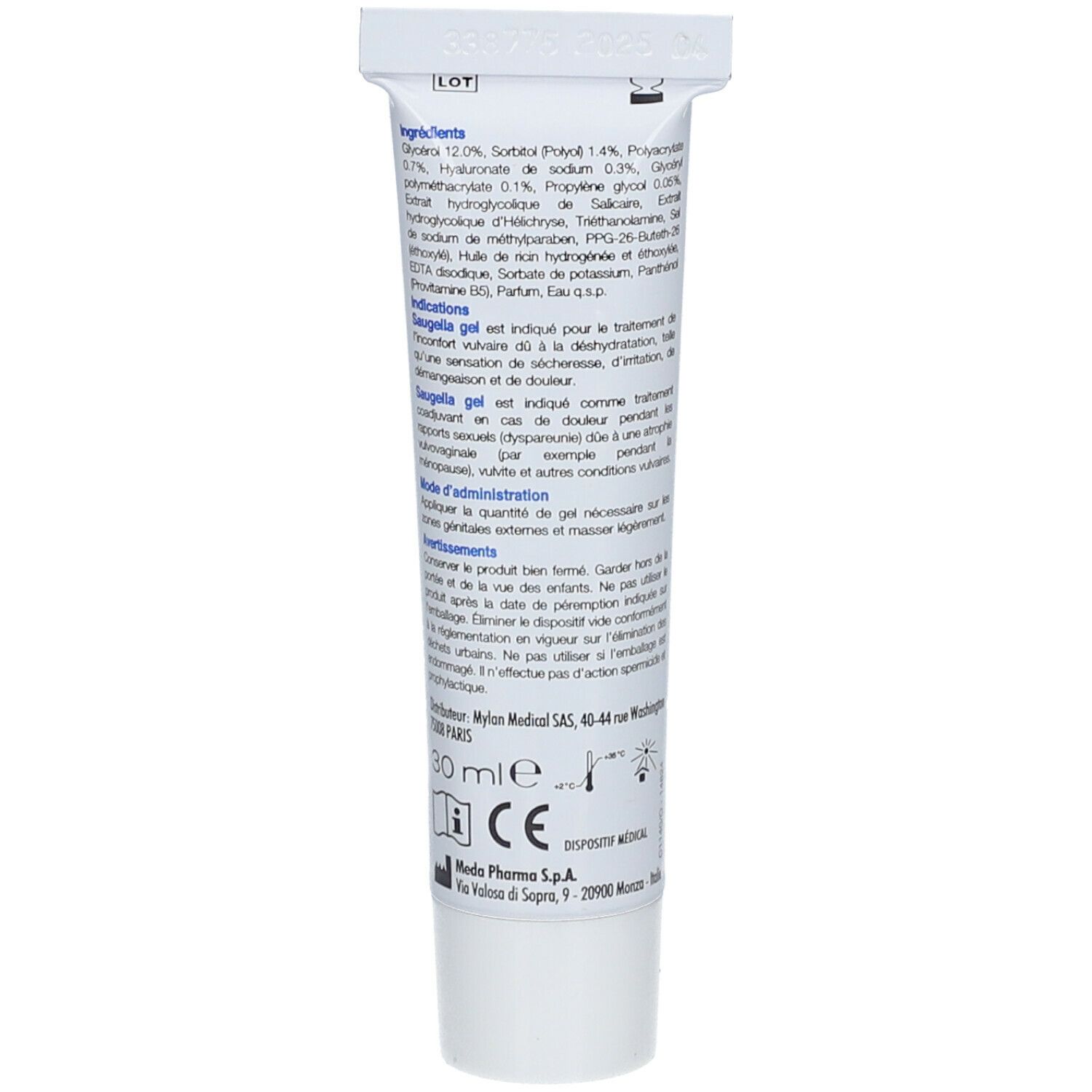 Saugella - Gel Lubrifiant - lubrifiant intime pour femmes - Soulage la sécheresse et hydrate pendant les rapports sexuels - Gel compatible avec les préservatifs en latex - Contient de l'acide hyaluronique, de la salicaire et de l’hélichryse - Tube 30ml