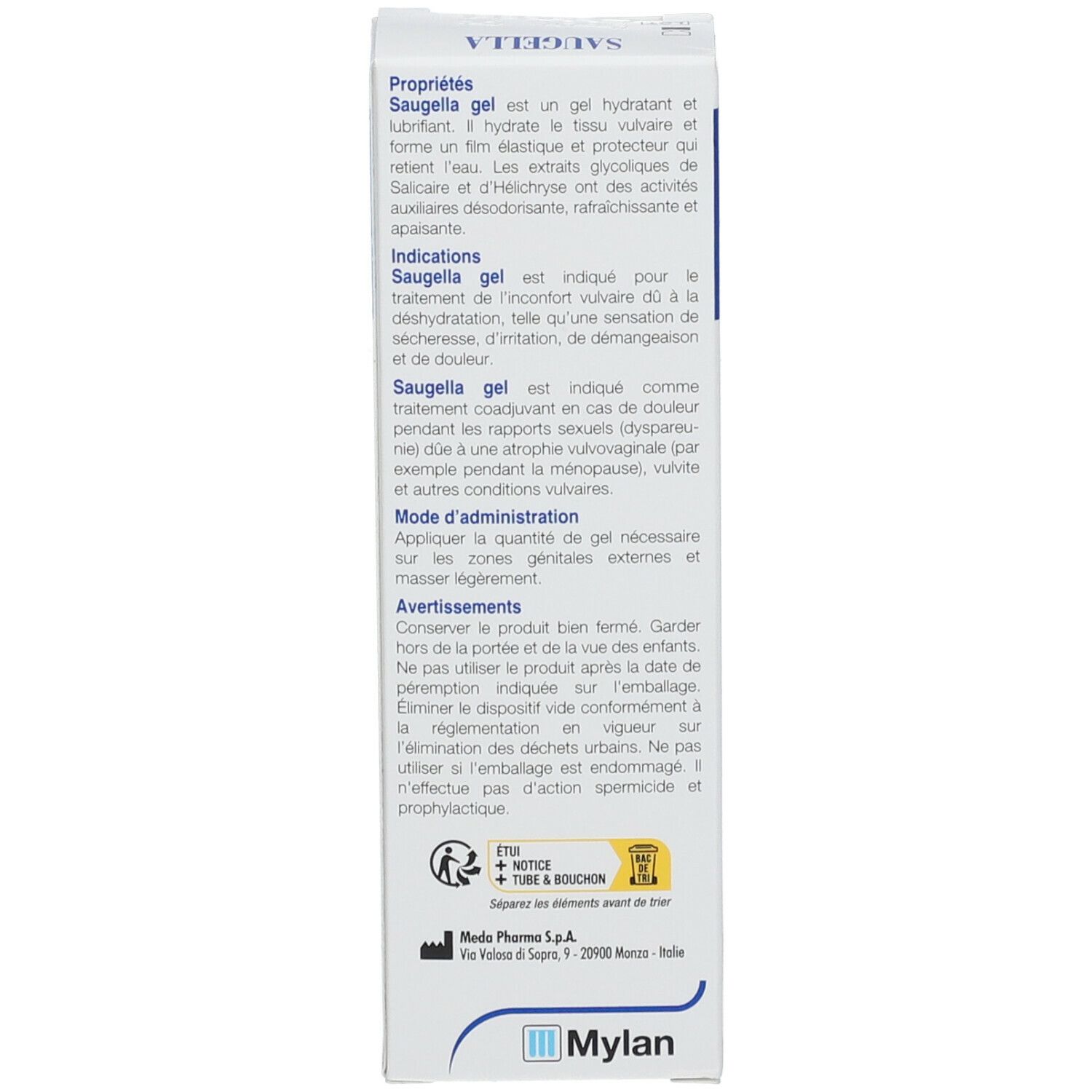 Saugella - Gel Lubrifiant - lubrifiant intime pour femmes - Soulage la sécheresse et hydrate pendant les rapports sexuels - Gel compatible avec les préservatifs en latex - Contient de l'acide hyaluronique, de la salicaire et de l’hélichryse - Tube 30ml