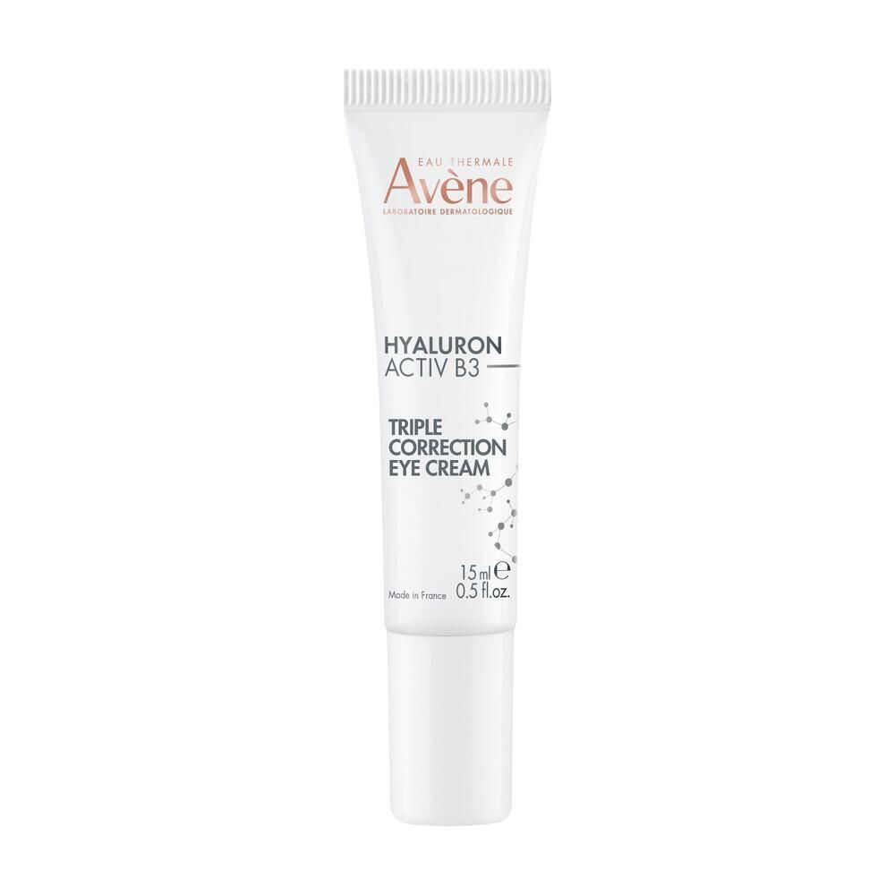 Witte tube Avene Hyaluron Activ B3. Triple correction eye cream. 15ml. Voor de ogen.
