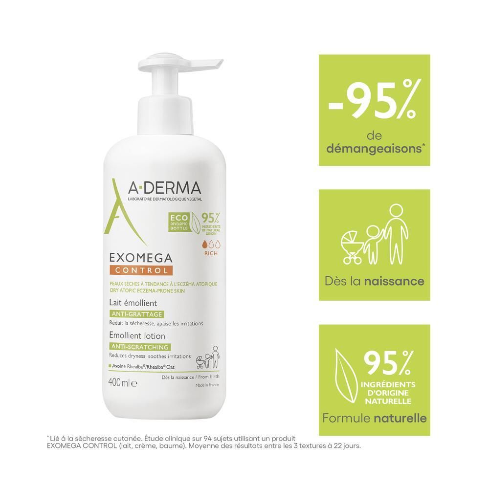 ADERMA EXOMEGA CONTROL LAIT EMOLLIENT ANTIGRATTAGE - Lait émollient antigrattage.  - fl 40