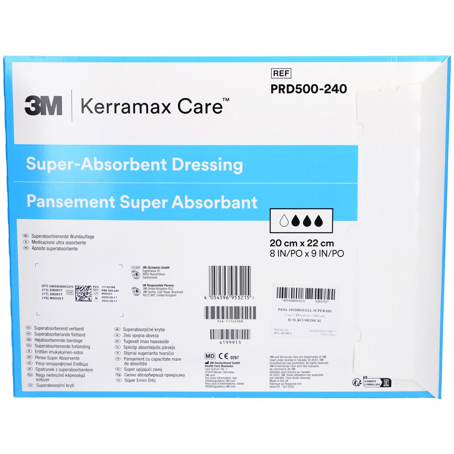 Achterkant verpakking 3M Kerramax Care. Informatie, instructies en fabrikant. Barcode.