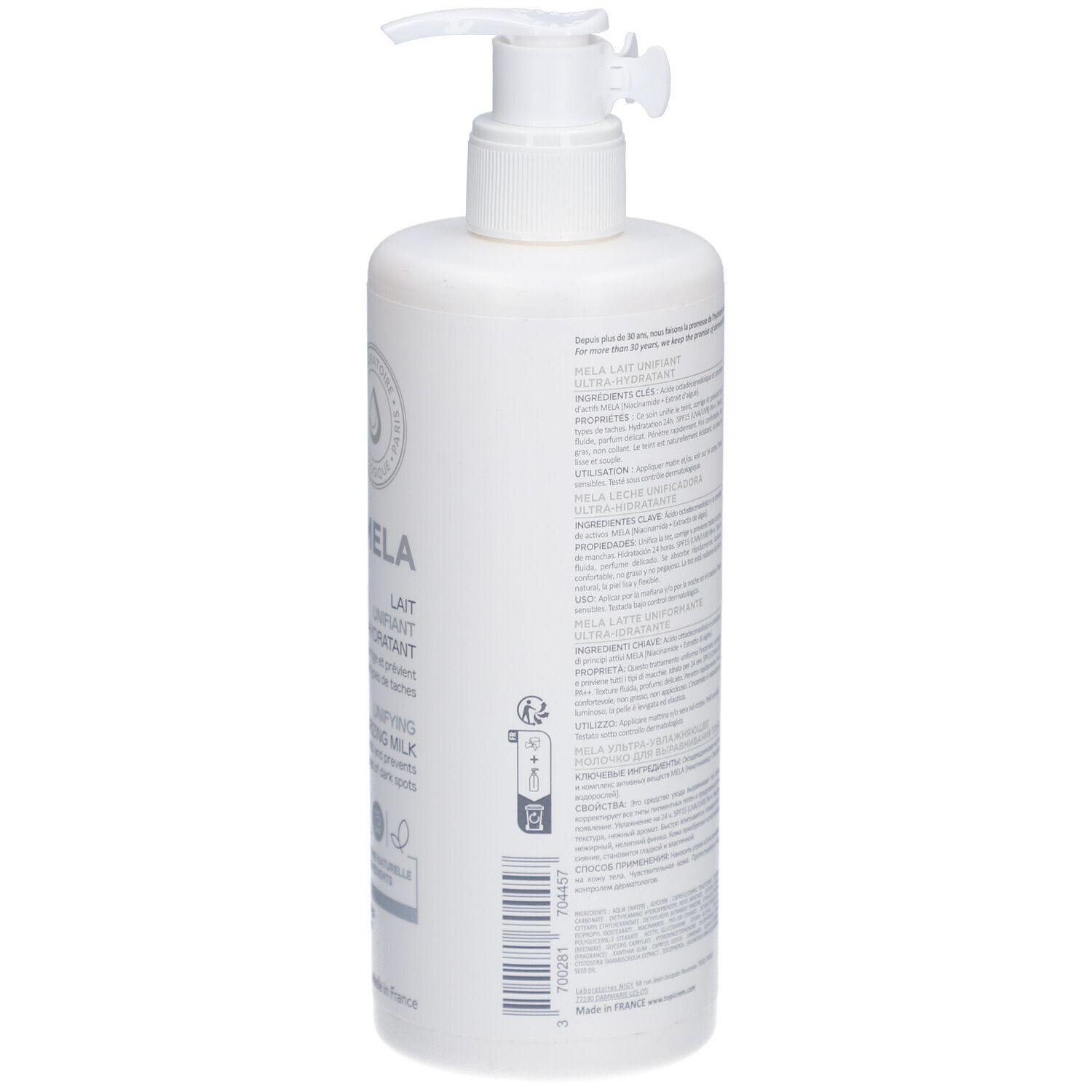 TOPICREM MELA LAIT ECLAIRCISSANT ULTRA HYDRATANT SPF 15 - Lait corporel éclaircissant ultr