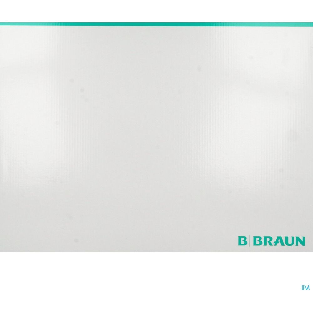 Emballage blanc avec bord vert et logo B Braun. Surface cannelée.