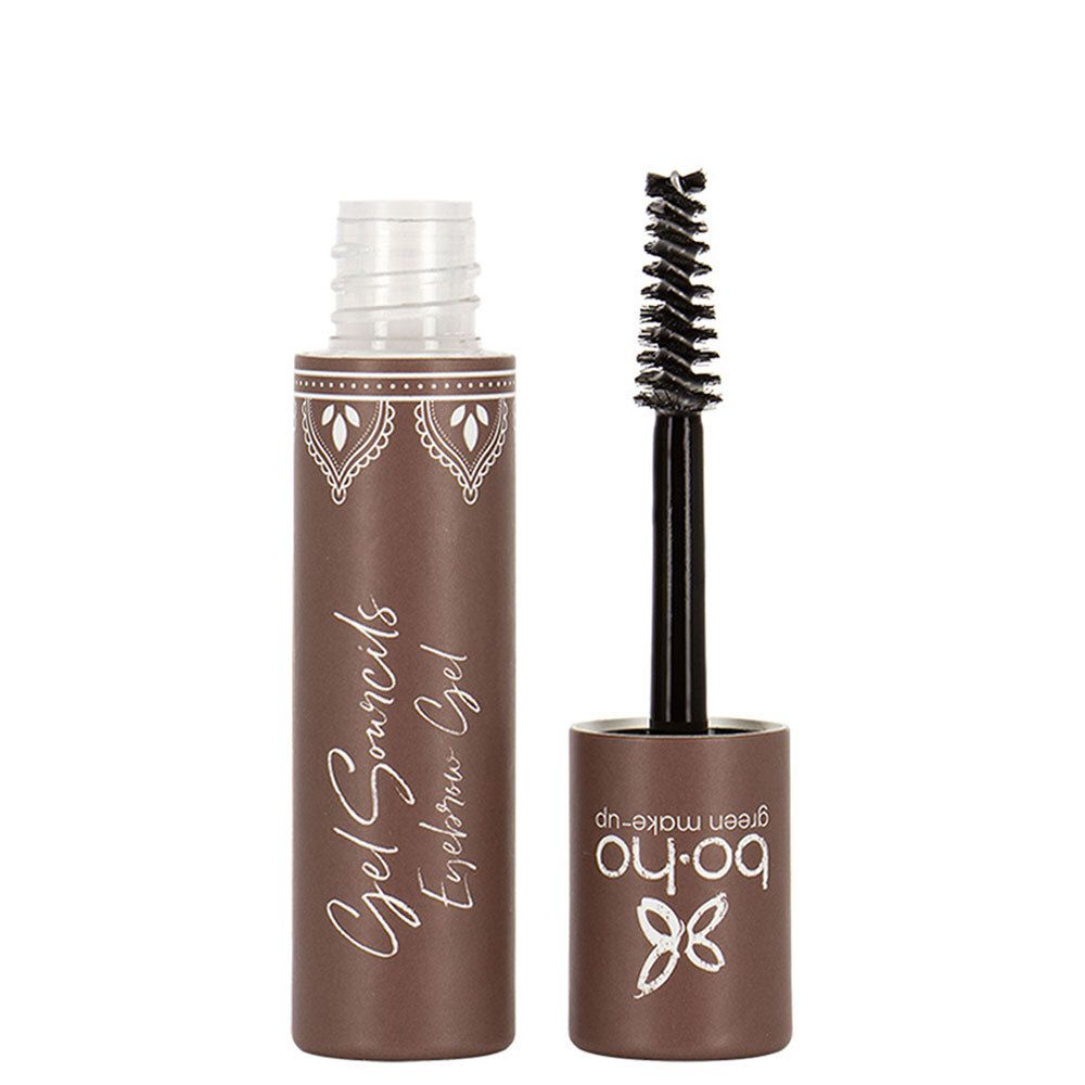 Gel transparent pour sourcils avec applicateur. Inscription: Gel Sourcils Eyebrow Gel. Marque: bo.ho green make-up.