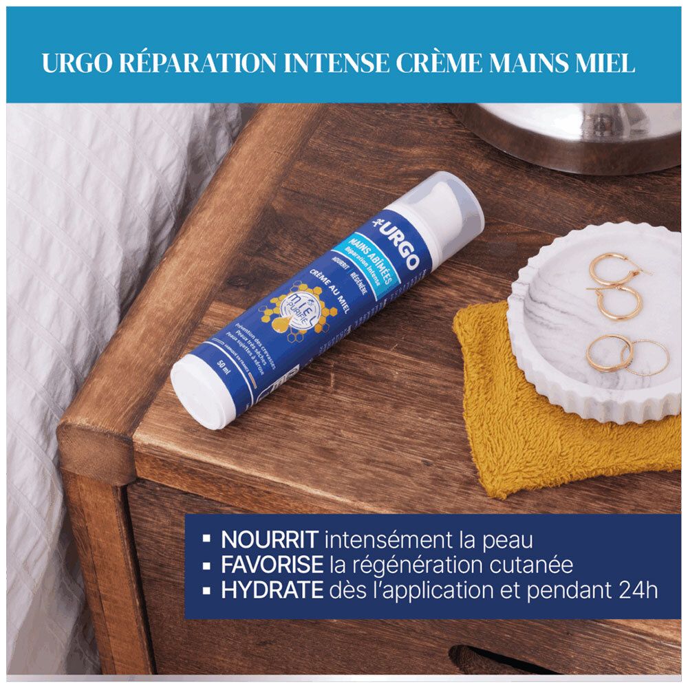 URGO Handcrème op nachtkastje, 50ml pompflacon.
