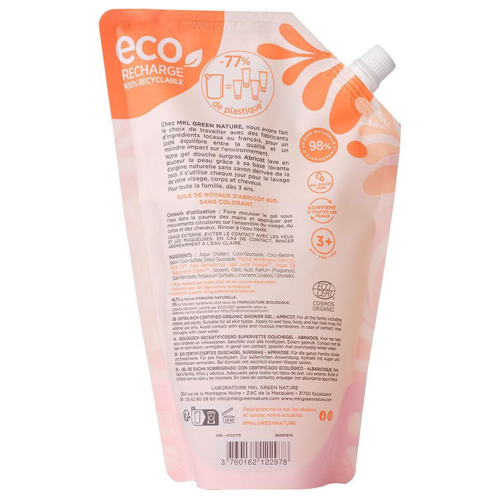 MKL Gel Douche Abricot BIO Eco-recharge