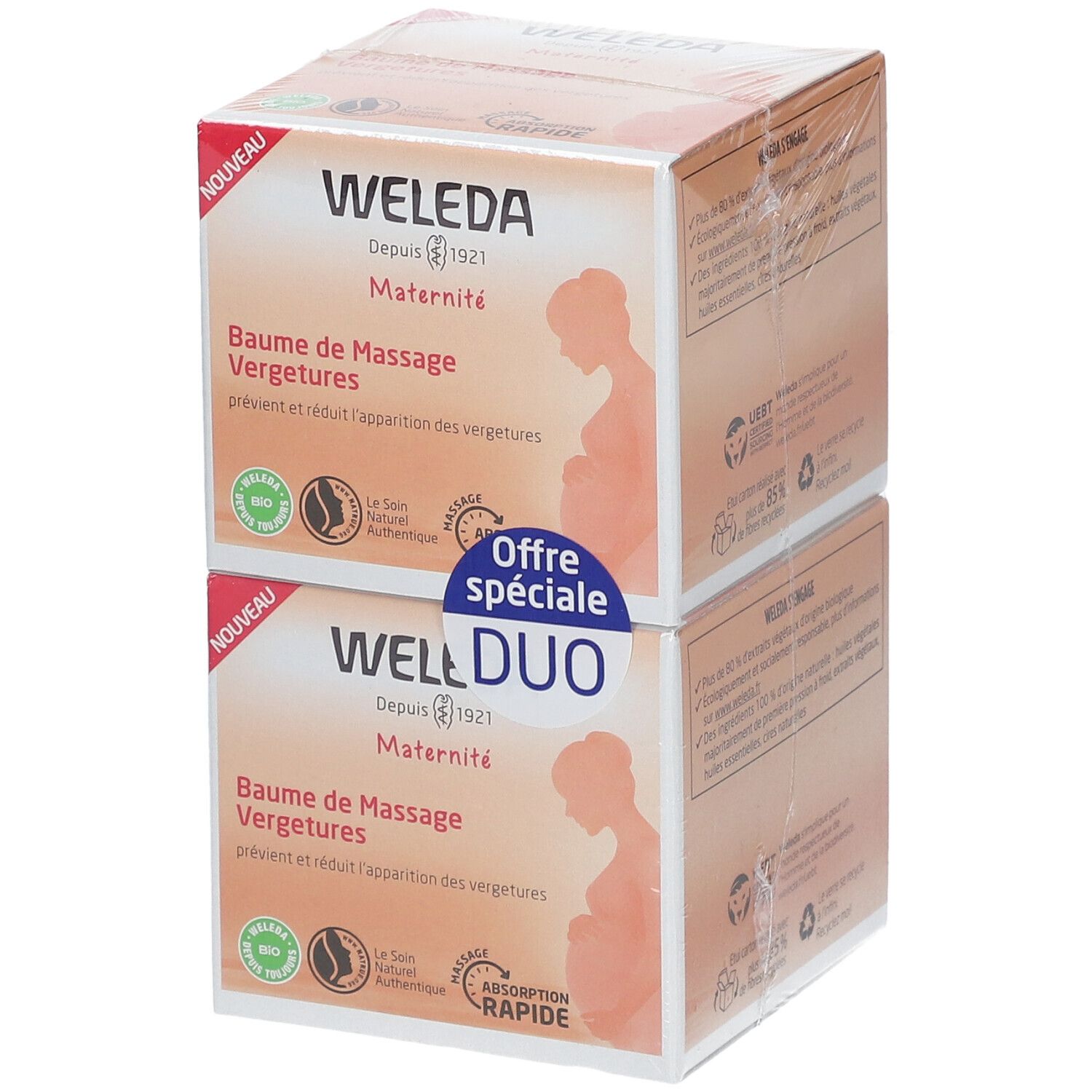 Weleda Maternité Baume de Massage Vergetures - 2x150 ml