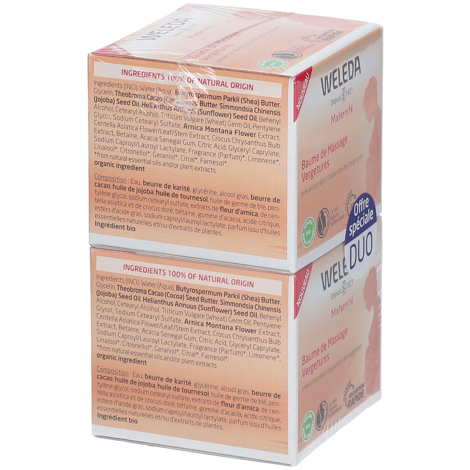 Weleda Maternité Baume de Massage Vergetures - 2x150 ml
