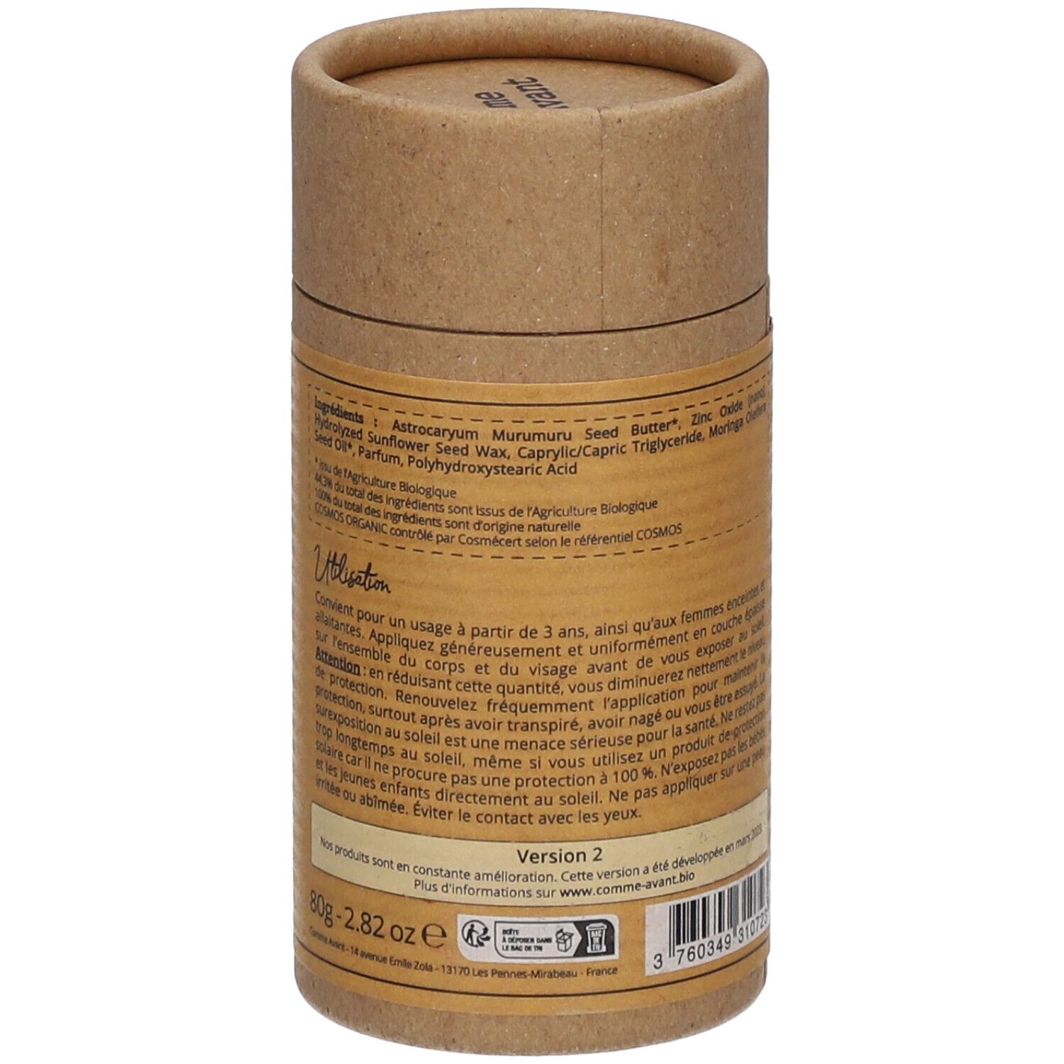 Comme Avant Crème Solaire Minérale Solide à l'Huile de Moringa - Lait de Coco & Vanille SPF30