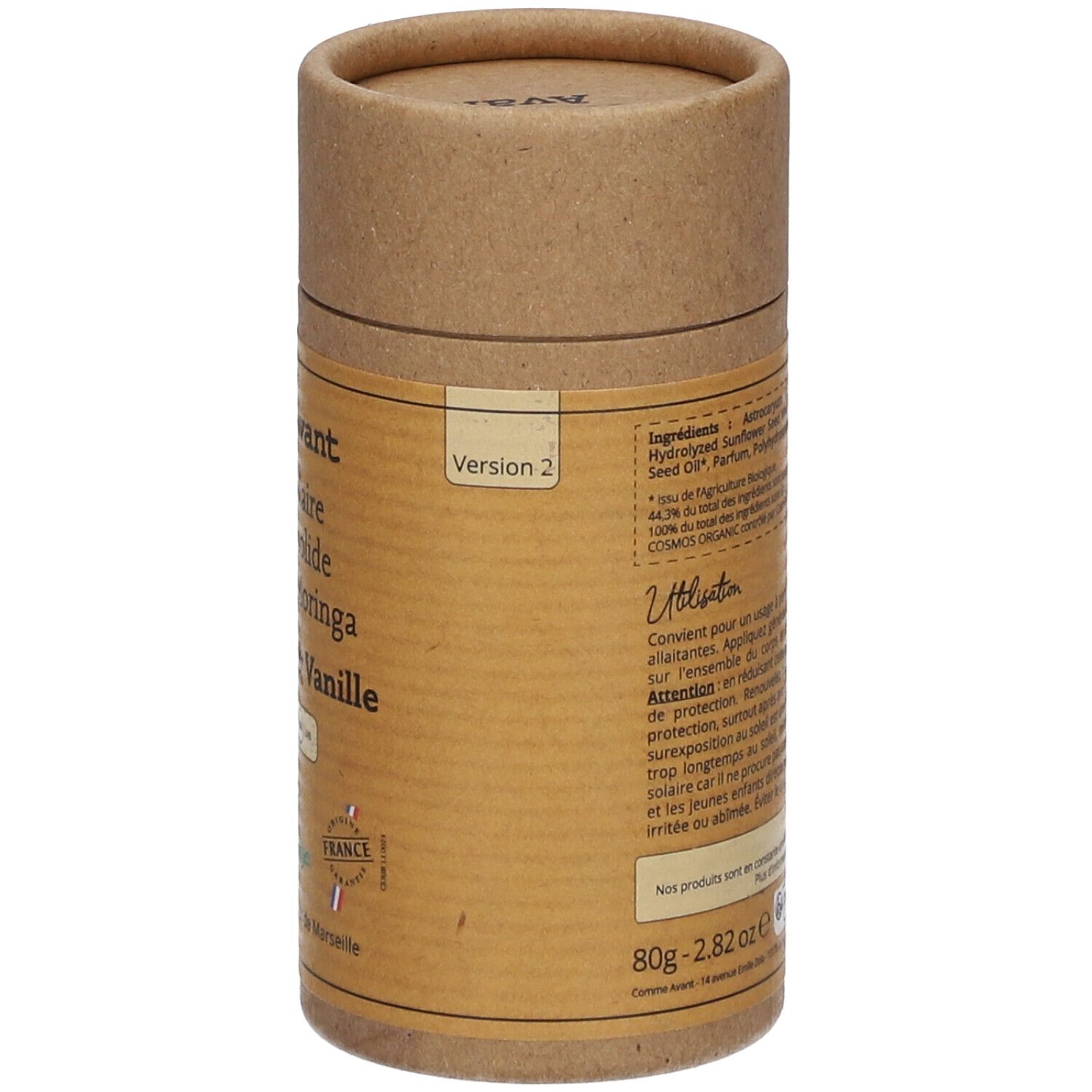 Comme Avant Crème Solaire Minérale Solide à l'Huile de Moringa - Lait de Coco & Vanille SPF30