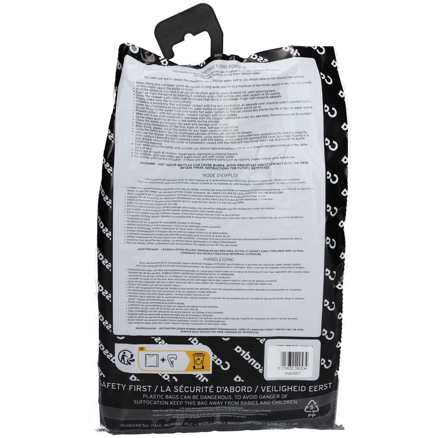 Cassandra Warmwaterkruik Hoes Tricot Grijs 1.8L