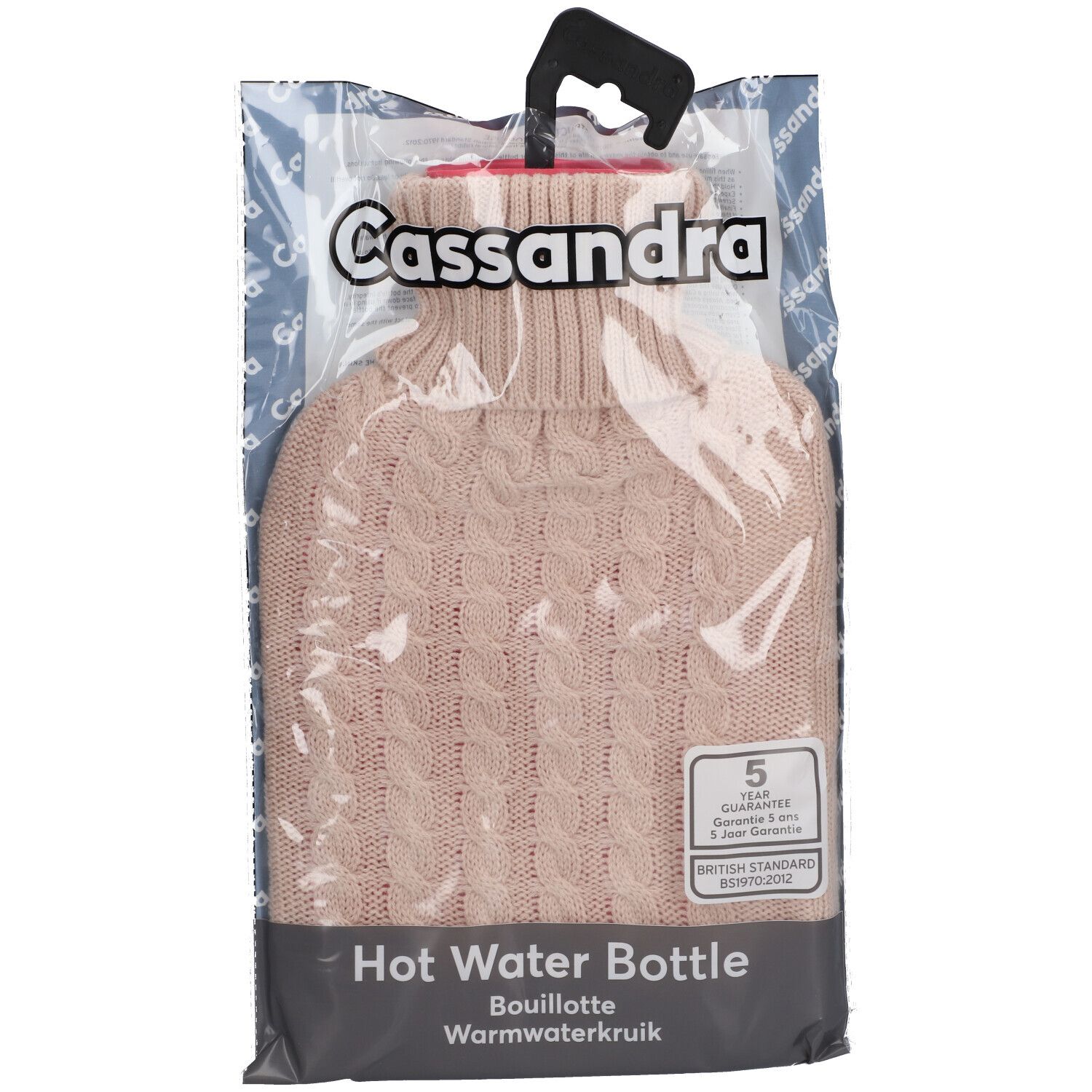 Cassandra Bouillotte Housse Tricot Rose 1.8L