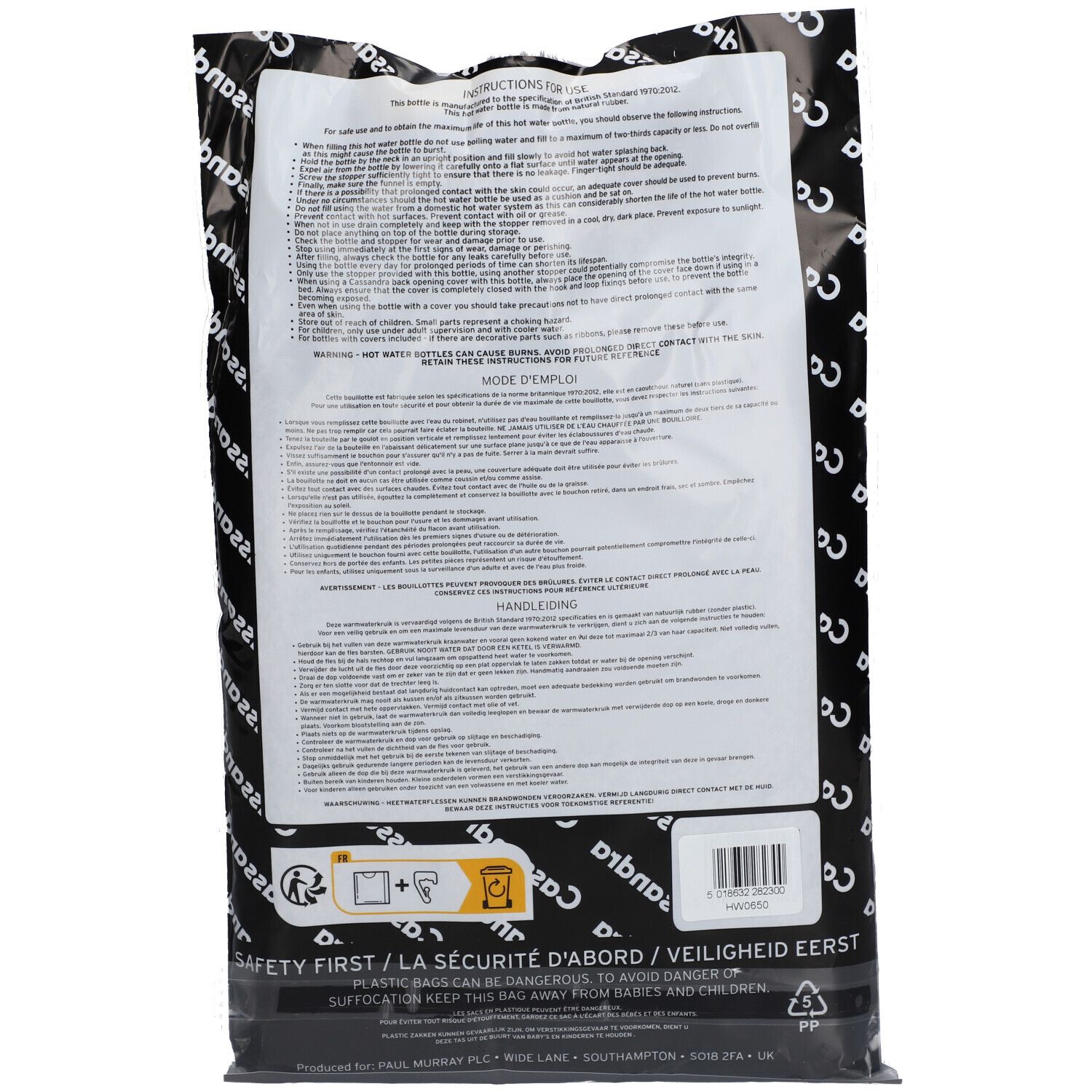 Cassandra Bouillotte Housse Fausse fourrure Gris foncé 1,8L