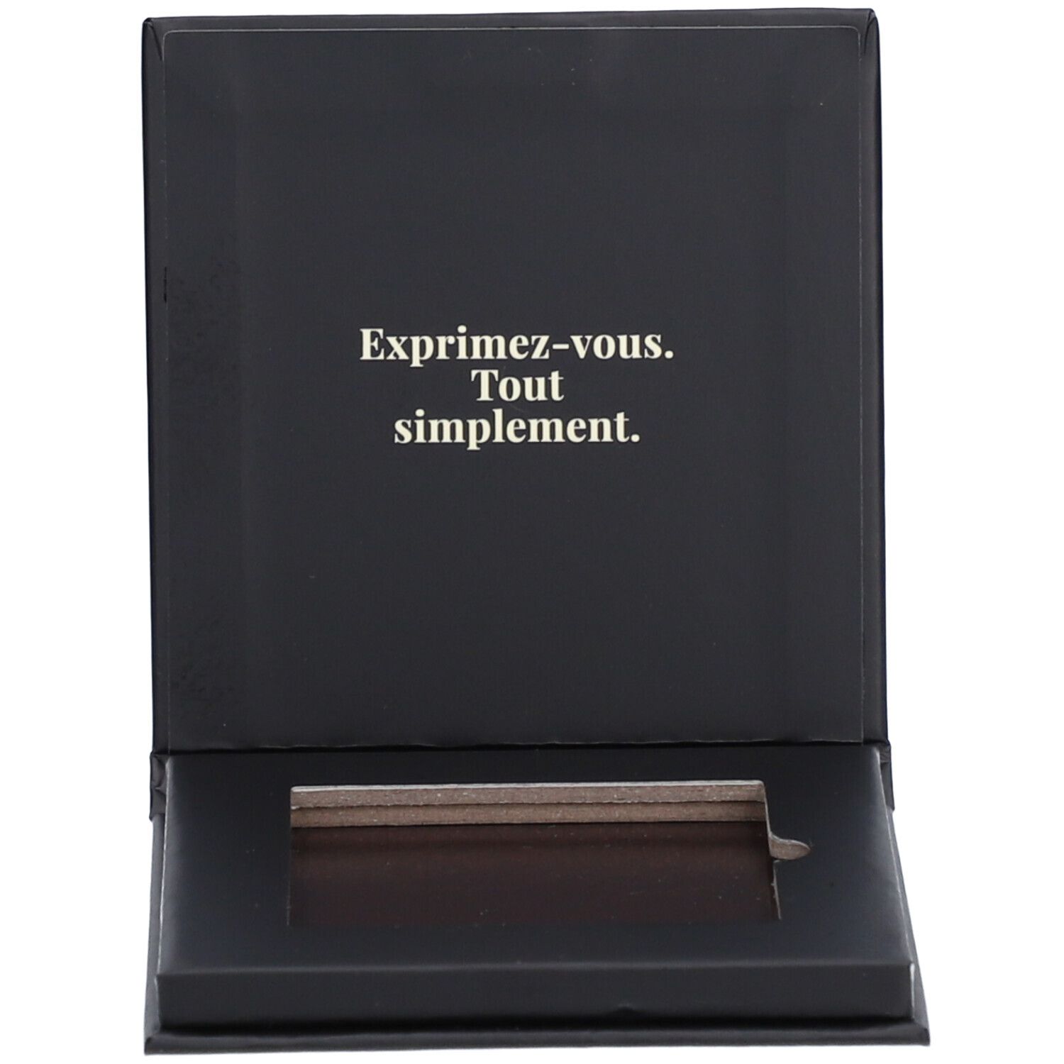 Palette noire ouverte. Texte intérieur: 'Exprimez-vous. Tout simplement.'